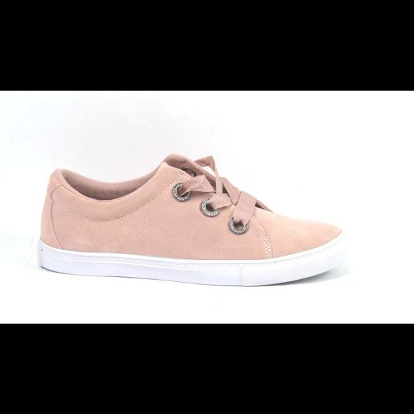 Isaac Mizrahi Live! SOHO Grosgrain Lace-Up Suede Sneakers Blush - Medium - Picture 1 of 5